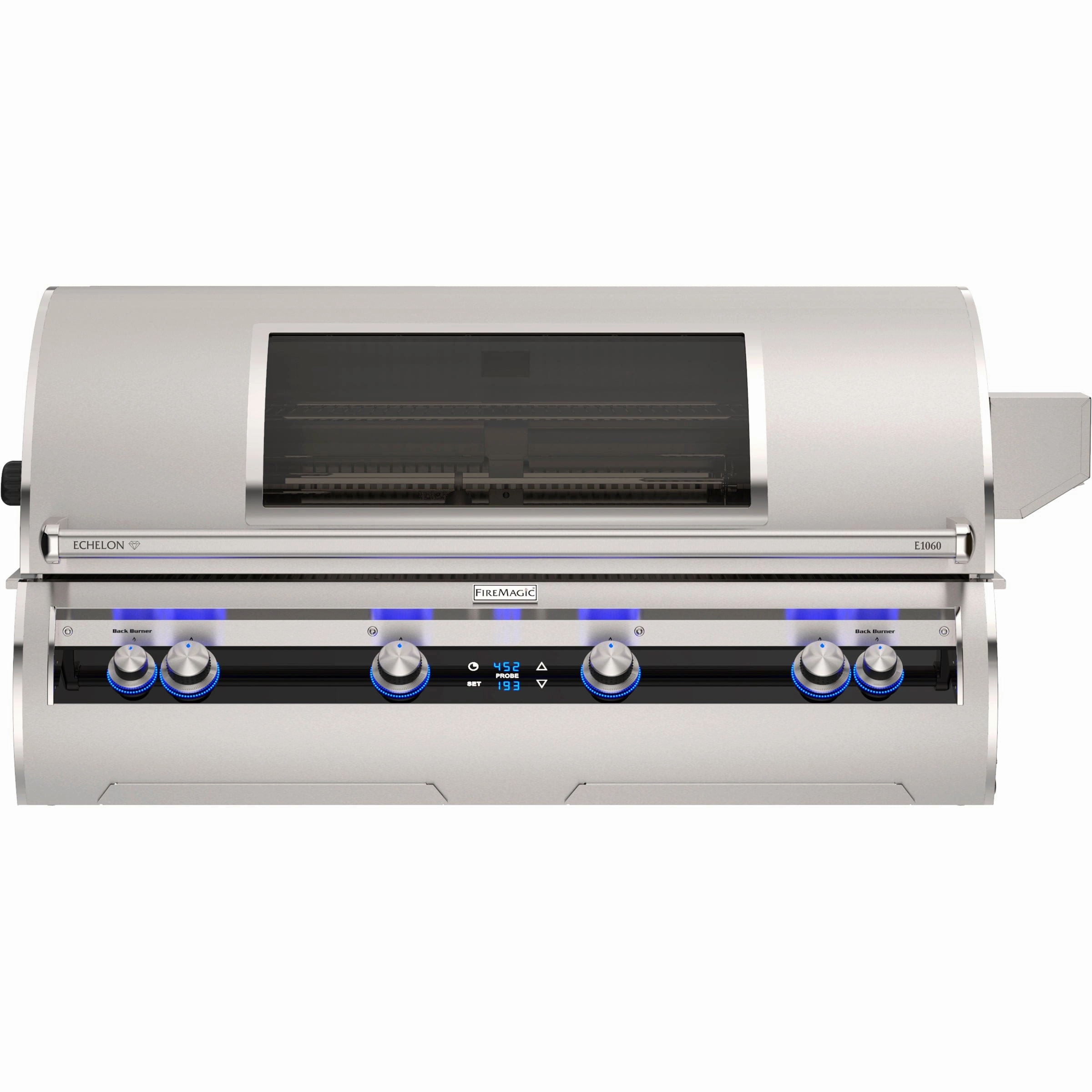 Fire Magic Echelon E1060i Built-In Grill With Digital Thermometer stainless steel BBQ grill with side table