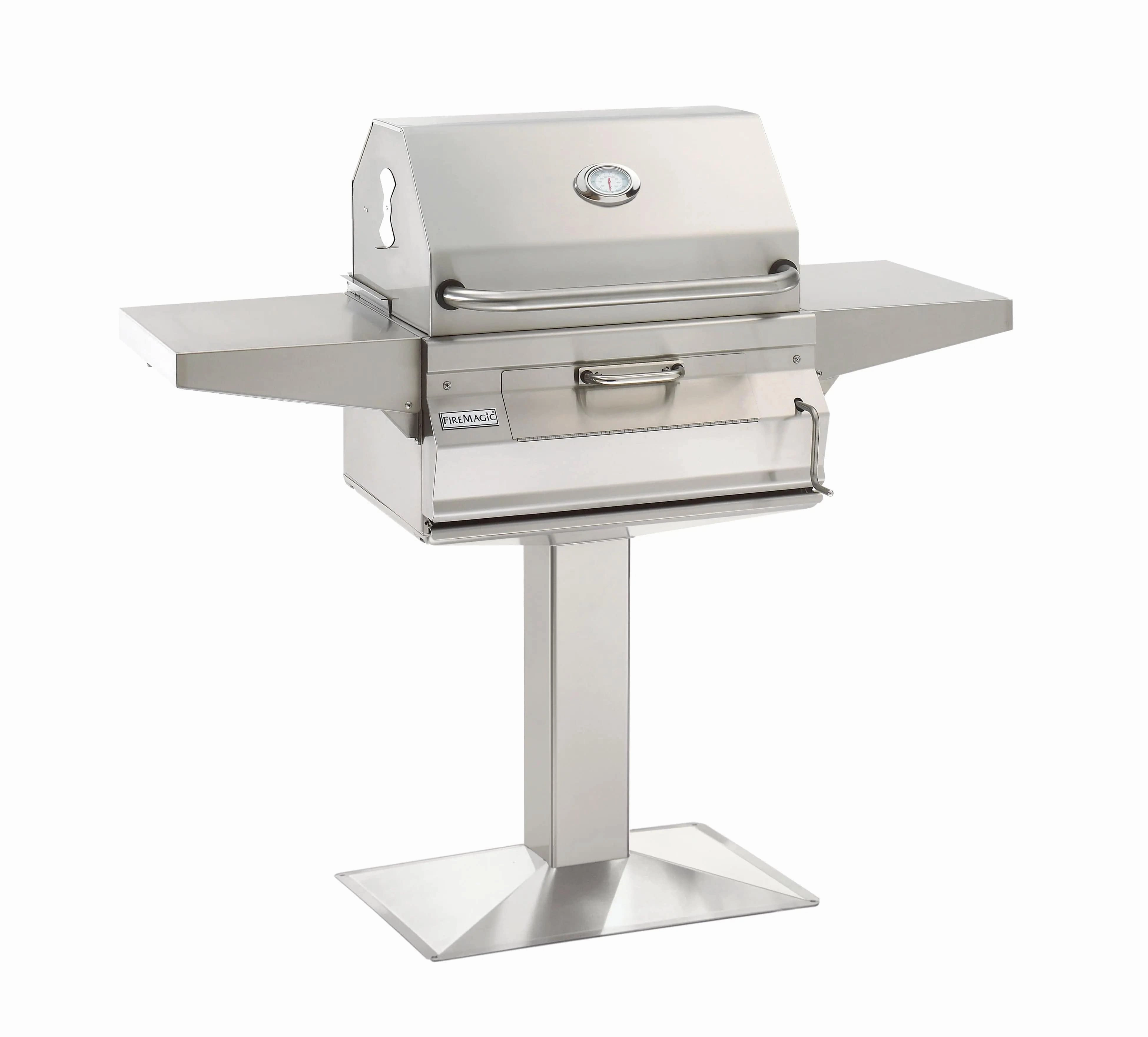 Fire Magic Stainless Steel 24" Patio Post Mount Charcoal Grill 22-SC01C-P6 professional outdoor BBQ grill set