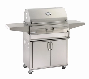 Fire Magic Stainless Steel 24" Portable Charcoal Grill 22-SC01C-61 stainless steel BBQ grill with side table