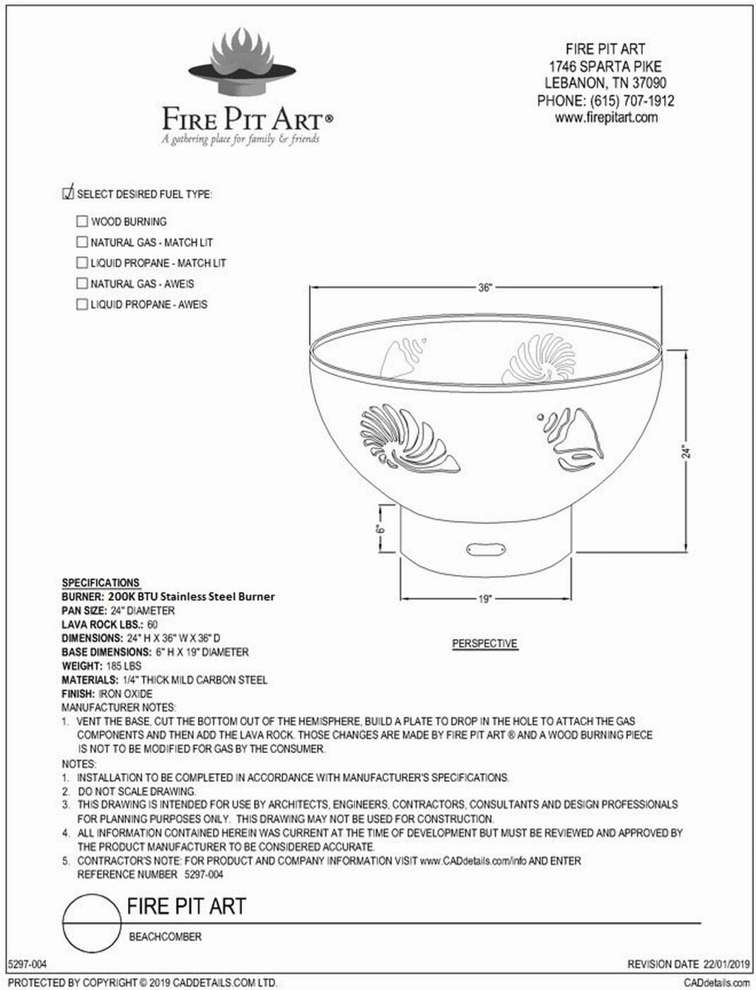 Fire Pit Art Beachcomber 36-inch Electric AWEIS Fire Pit Beachcomber - PENTA24-200K BTU-AWEIS