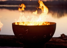 Fire Pit Art Funky Dog 36-inch Wood Burning Fire Pit - FDportable outdoor fire pit with lid