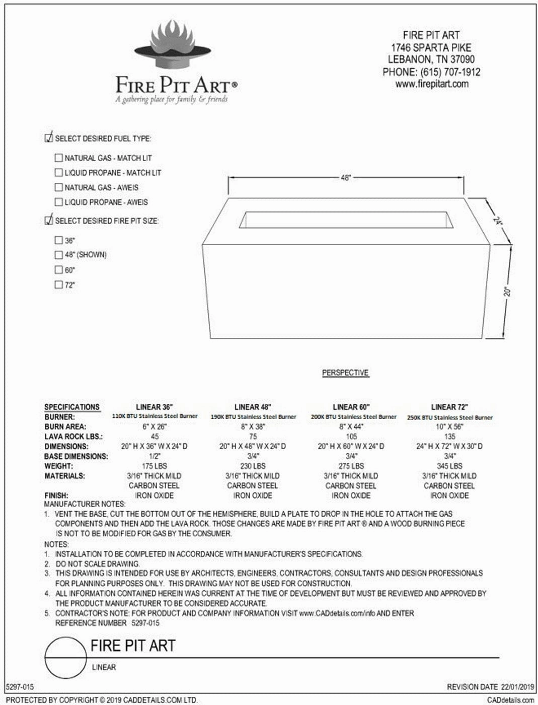 Fire Pit Art Linear 72-inch Match Lit Fire Pit - Linear 72"-SFIRE54-250K BTU