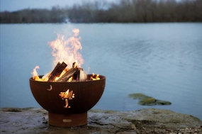Fire Pit Art Tropical Moon 36-inch Gas Fire Pit - TMportable outdoor fire pit with lid