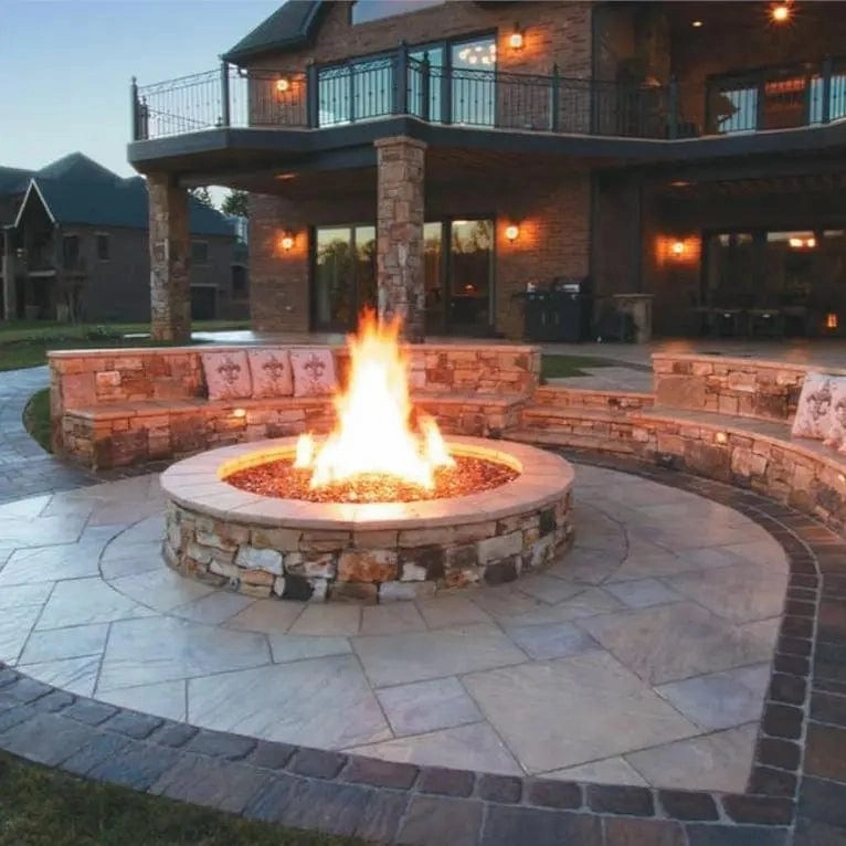 Firegear 20" Stainless Steel Square Pan Gas Fire Pit Kit with Remote FPB-20SBSAWS