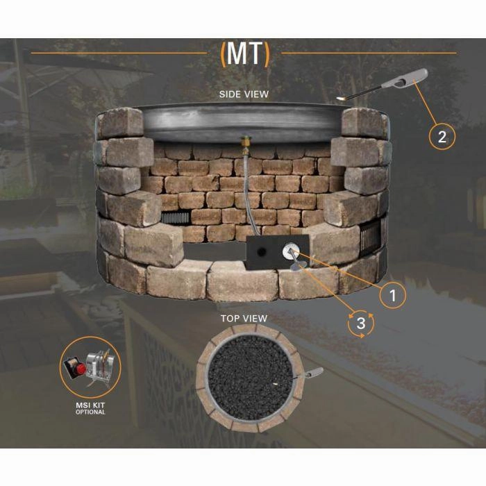 Firegear 30" SS Square Flat Pan Gas Fire Pit Insert FPB-30SFBS22MT-N