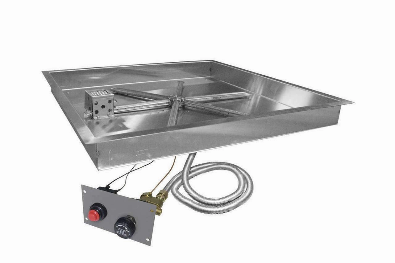 Firegear 32" SS Square Pan Gas Fire Pit Insert FPB-32SBSTFS