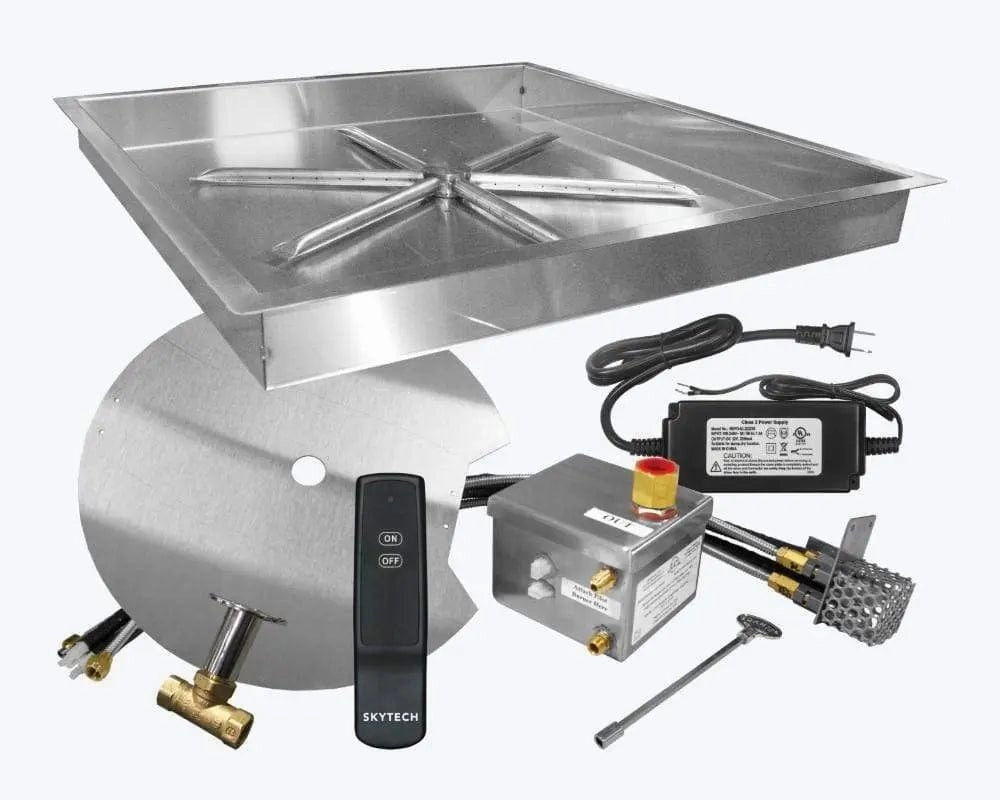 Firegear 38" Stainless Steel Square Pan Gas Fire Pit Kit FPB-38SBSAWSportable outdoor fire pit with lid