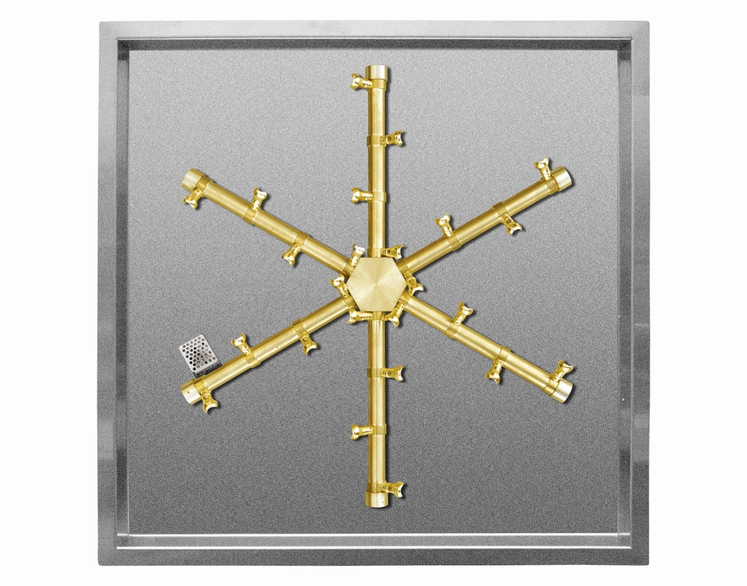 Firegear FPB Series 20 inch Brass Square Burning Spur Drop-In Burner FPB-20SPSBR14TPSIportable outdoor fire pit with lid