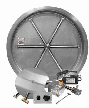 Firegear Stainless Steel AWS Round Pan Liquid Propane 25-inch Fire Pit Burner System FPB-25RBSAWS-P with On/OFF Weatherproof Switchportable outdoor fire pit with lid