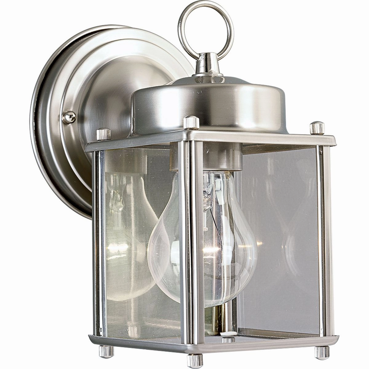 Flat Glass Lantern One Light Wall Lantern Brushed Nickel