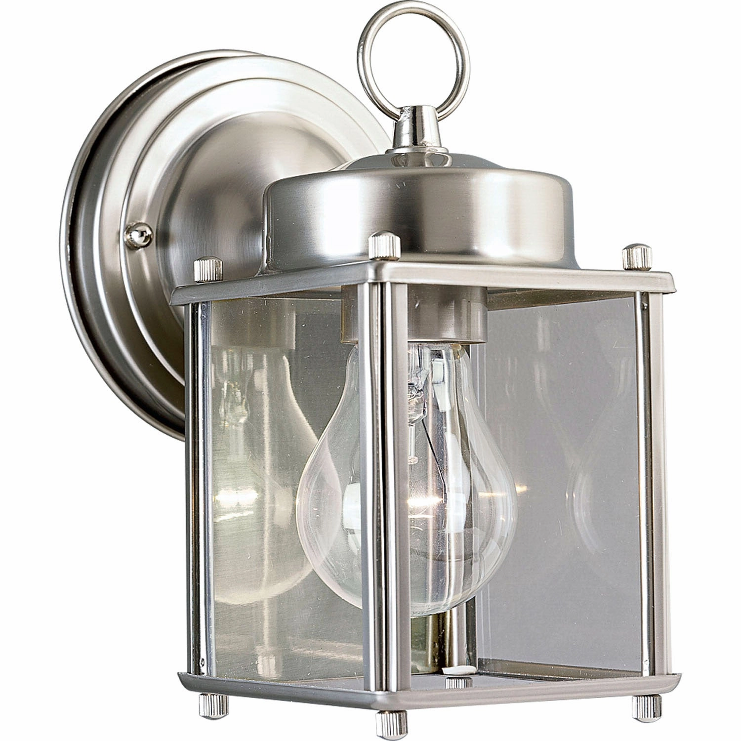 Flat Glass Lantern One Light Wall Lantern Brushed NickelOutdoor wall sconces with motion sensor