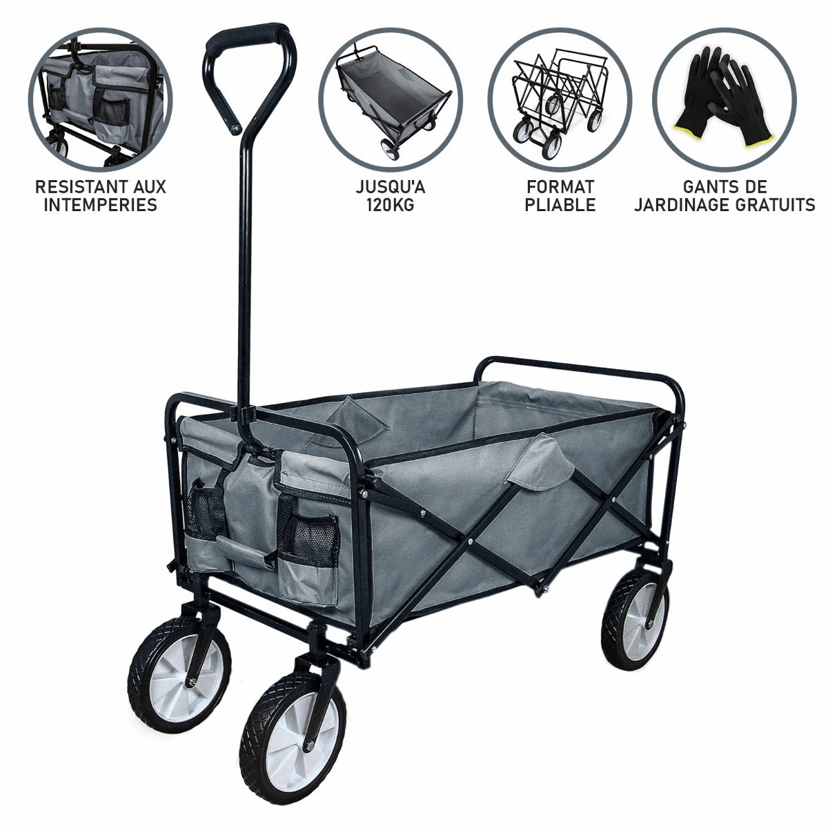 Foldable Garden Cart Grey
