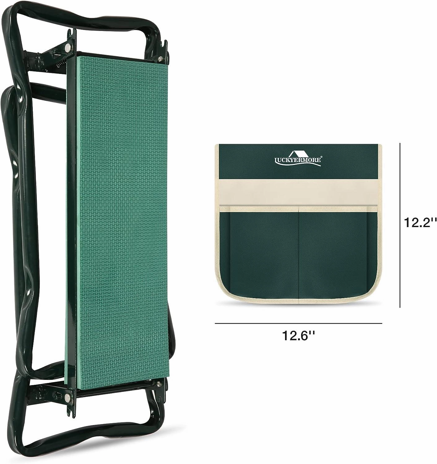 Folding Garden Kneeler and Seat Garden Bench Lightweight Garden Stools with Tool Pouch and Soft Kneeling Pad