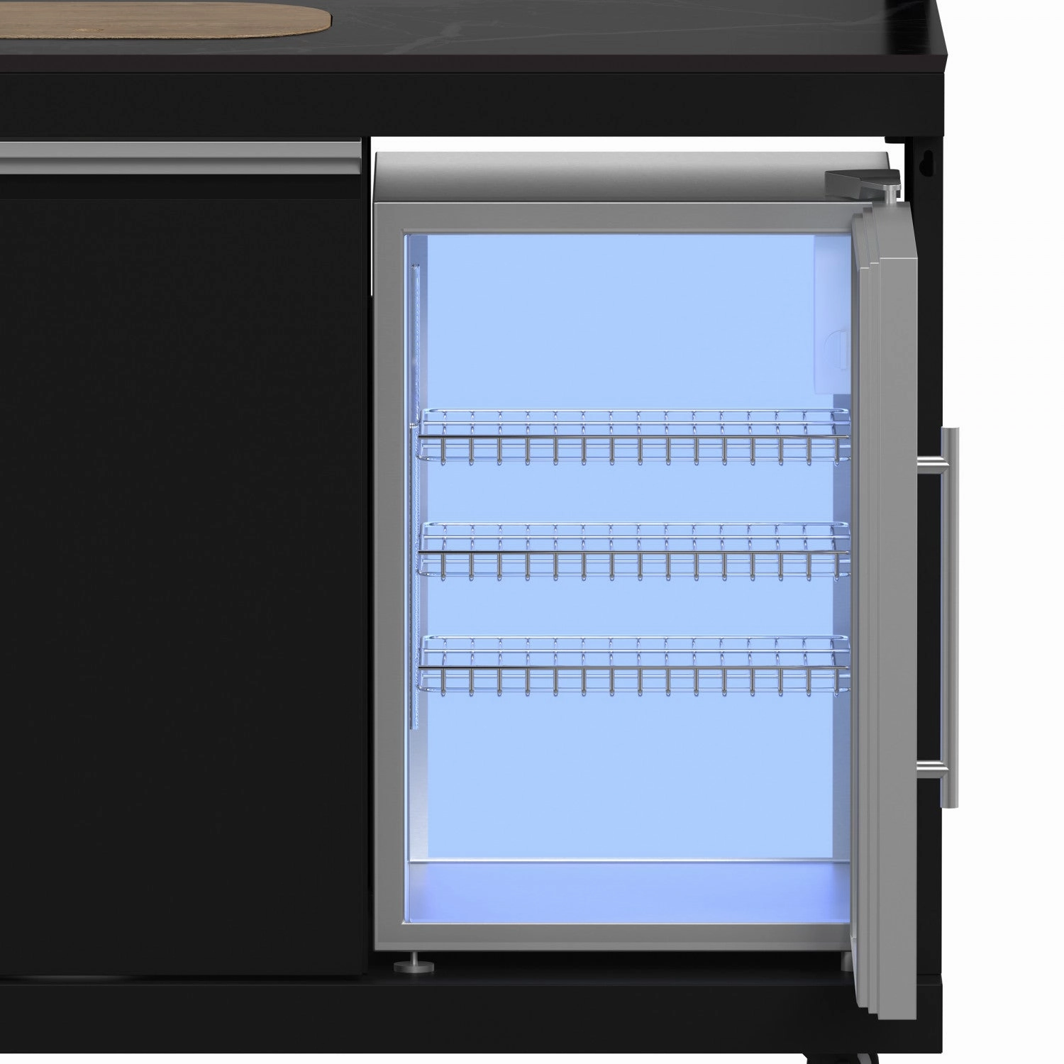 Forno All'Aperto Black Countertop Outdoor Kitchen with 74,600 BTU BBQ, Pizza Oven and Bar Module - FODKT2551BLK