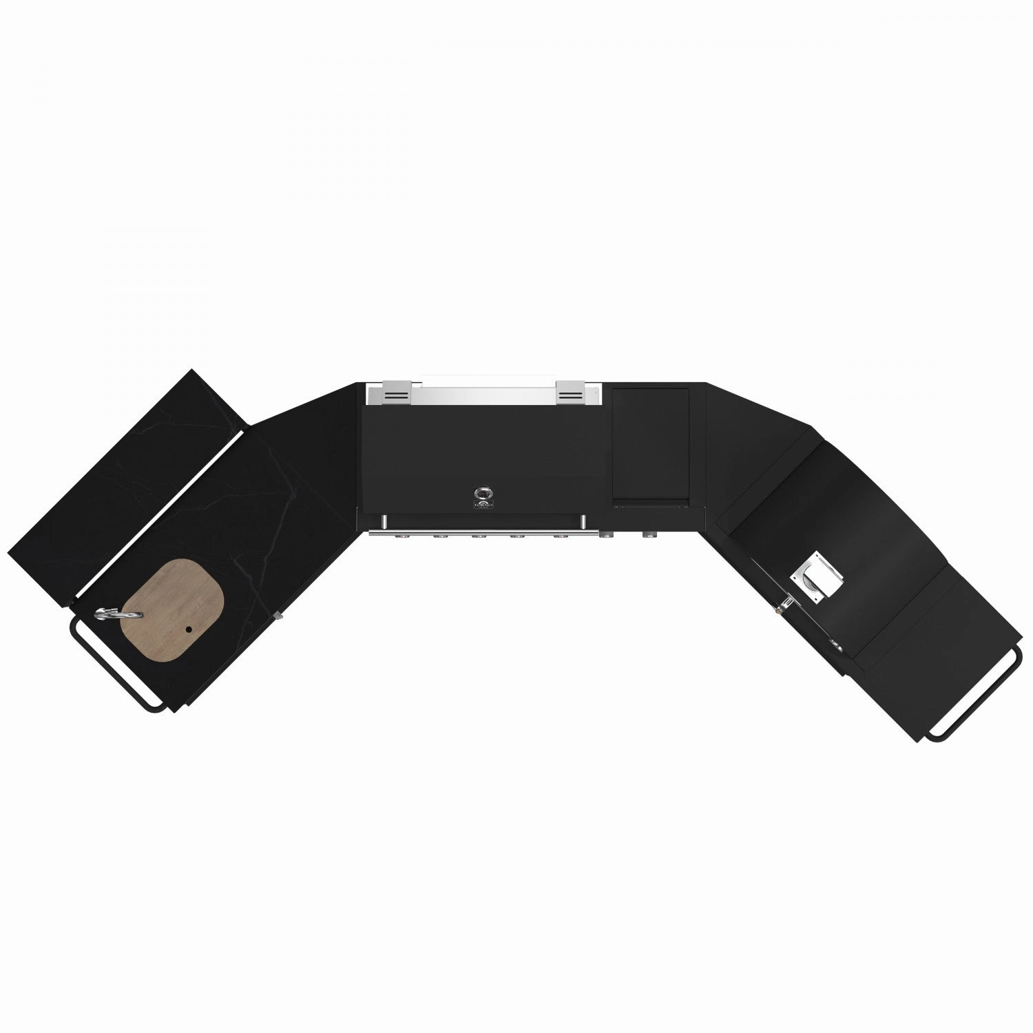 Forno All'Aperto Black Countertop Outdoor Kitchen with 74,600 BTU BBQ, Pizza Oven and Bar Module - FODKT2551BLK