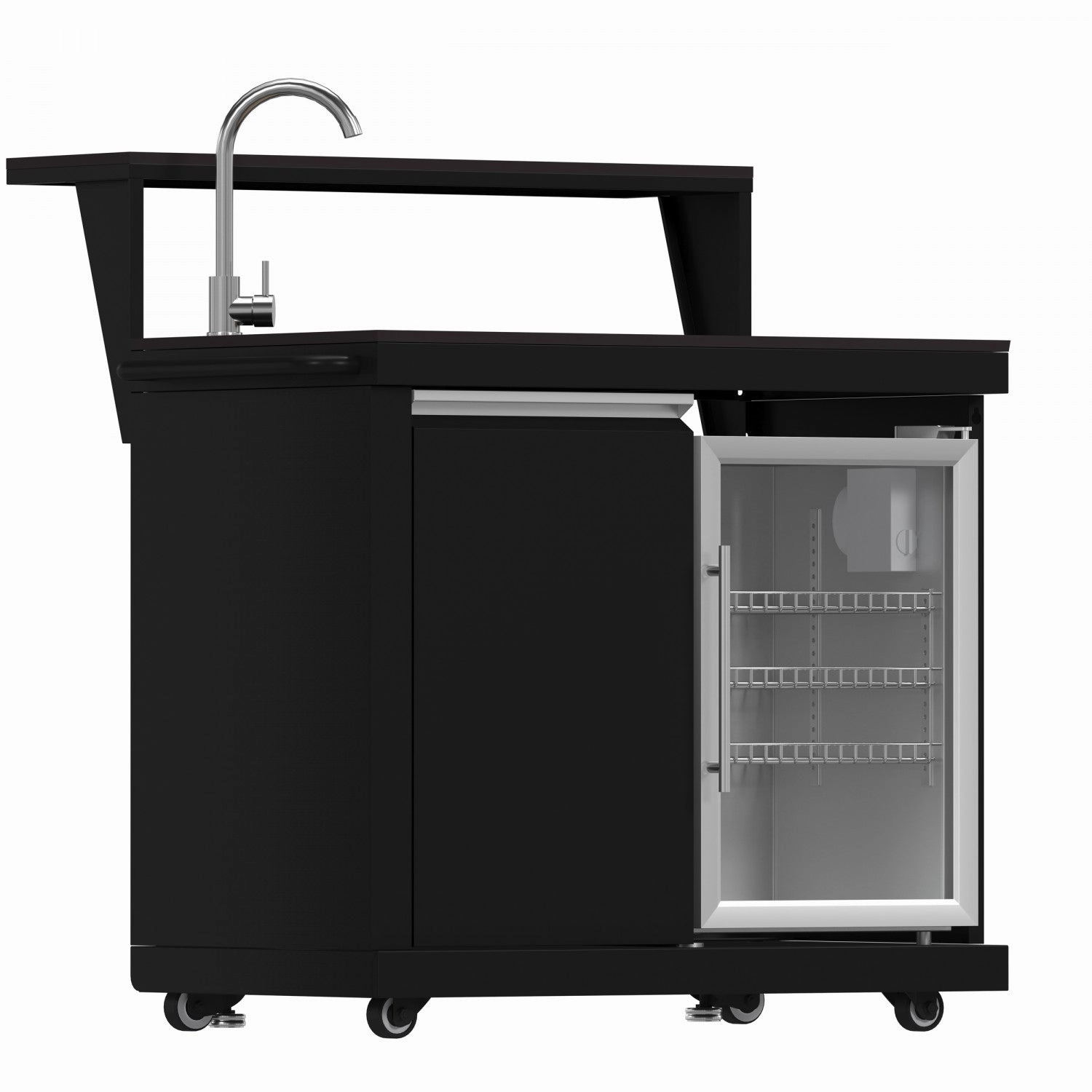 Forno All'Aperto Black Countertop Outdoor Kitchen with 74,600 BTU BBQ, Pizza Oven and Bar Module - FODKT2551BLK