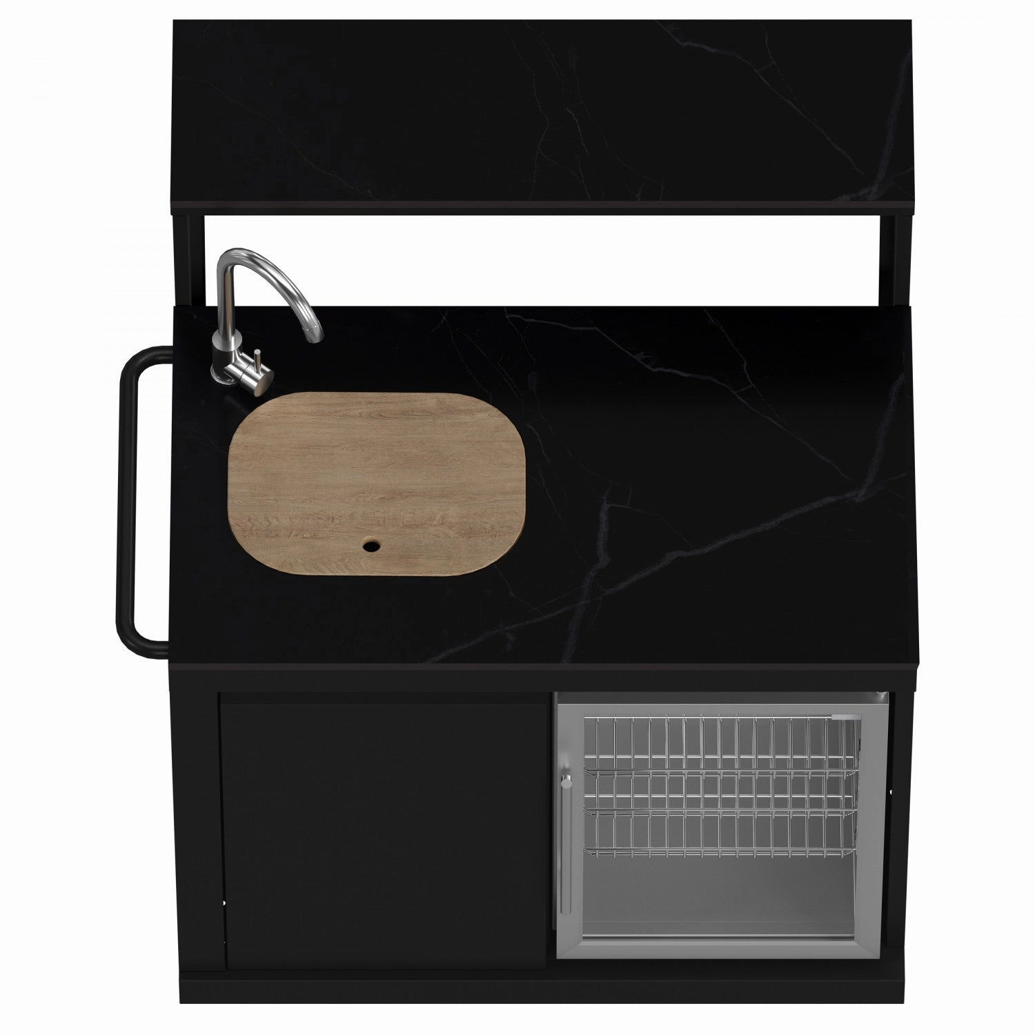 Forno All'Aperto Black Countertop Outdoor Kitchen with 74,600 BTU BBQ, Pizza Oven and Bar Module - FODKT2551BLK