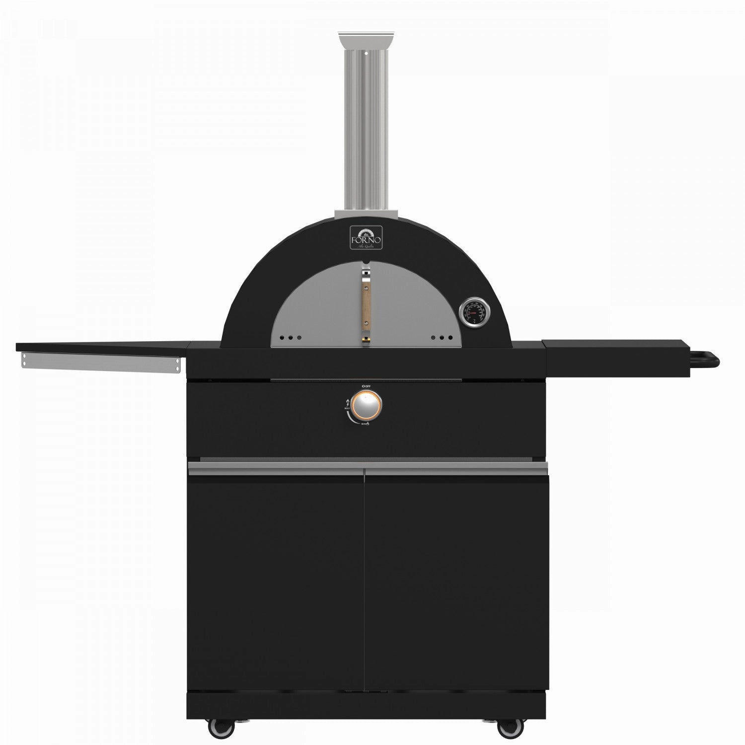 Forno All'Aperto Black Countertop Outdoor Kitchen with 74,600 BTU BBQ, Pizza Oven and Bar Module - FODKT2551BLK
