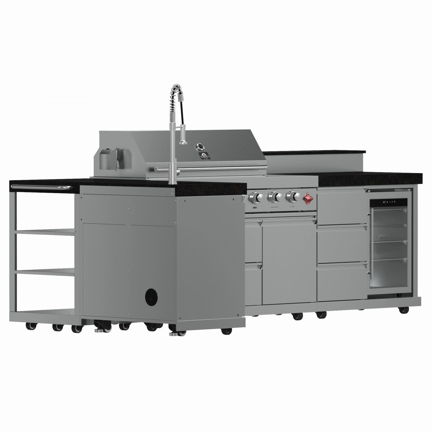 Forno Bulnes Black Countertop Outdoor Kitchen with 40" 84,000 BTU BBQ and Beverage Centre - FODKT2520BLK