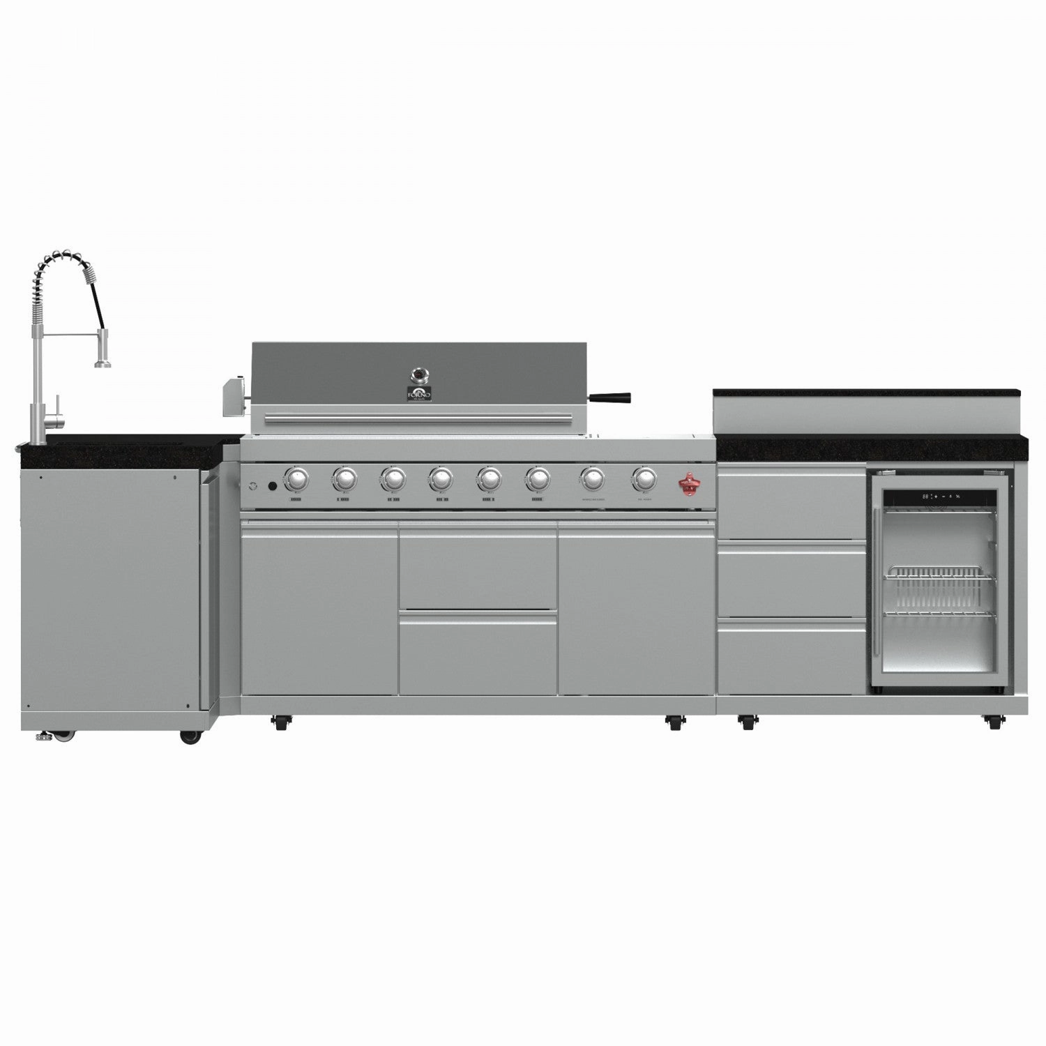 Forno Bulnes Black Countertop Outdoor Kitchen with 40" 84,000 BTU BBQ and Beverage Centre - FODKT2520BLK outdoor griddle for camping trips
