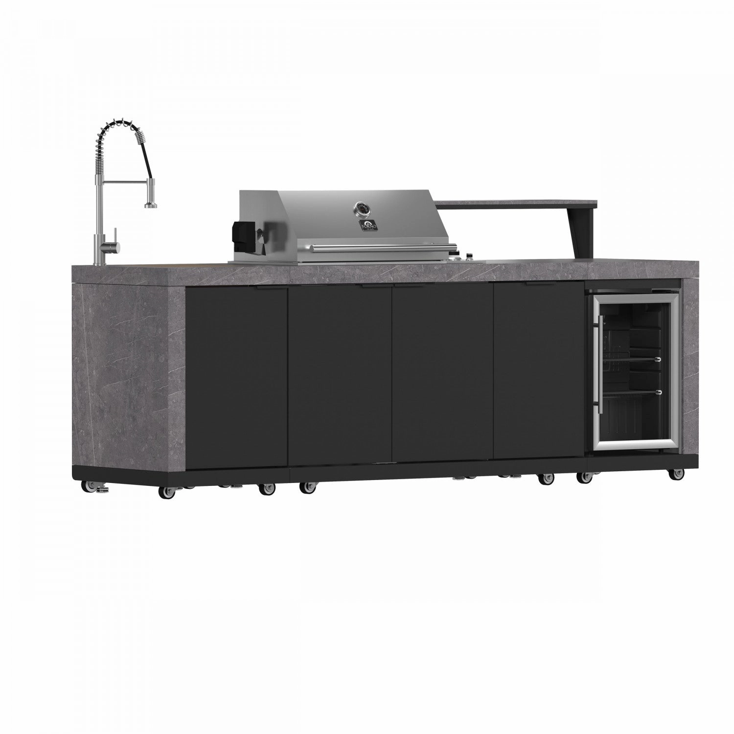 Forno Rimini Gray Countertop Outdoor Kitchen with 30" 62,600 BTU BBQ and Beverage Centre - FODKT2544BLK