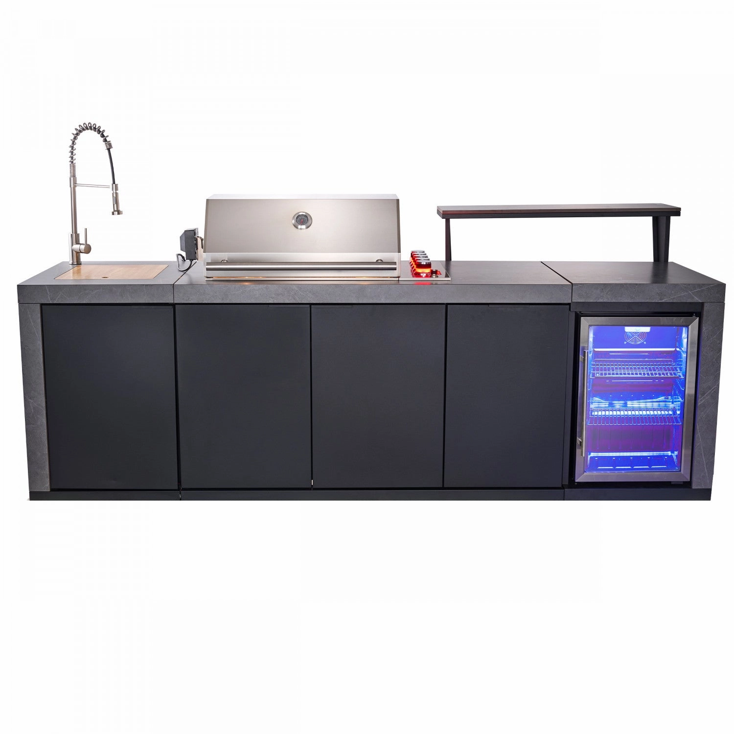 Forno Rimini Gray Countertop Outdoor Kitchen with 30" 62,600 BTU BBQ and Beverage Centre - FODKT2544BLK