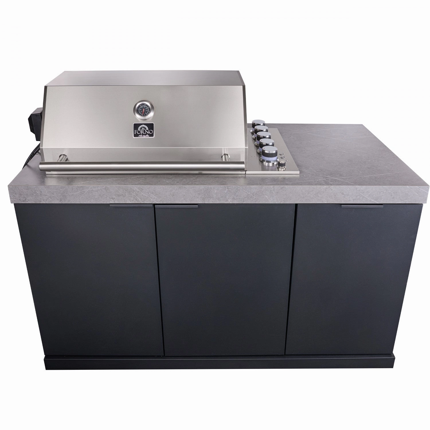 Forno Rimini Gray Countertop Outdoor Kitchen with 30" 62,600 BTU BBQ and Beverage Centre - FODKT2544BLK