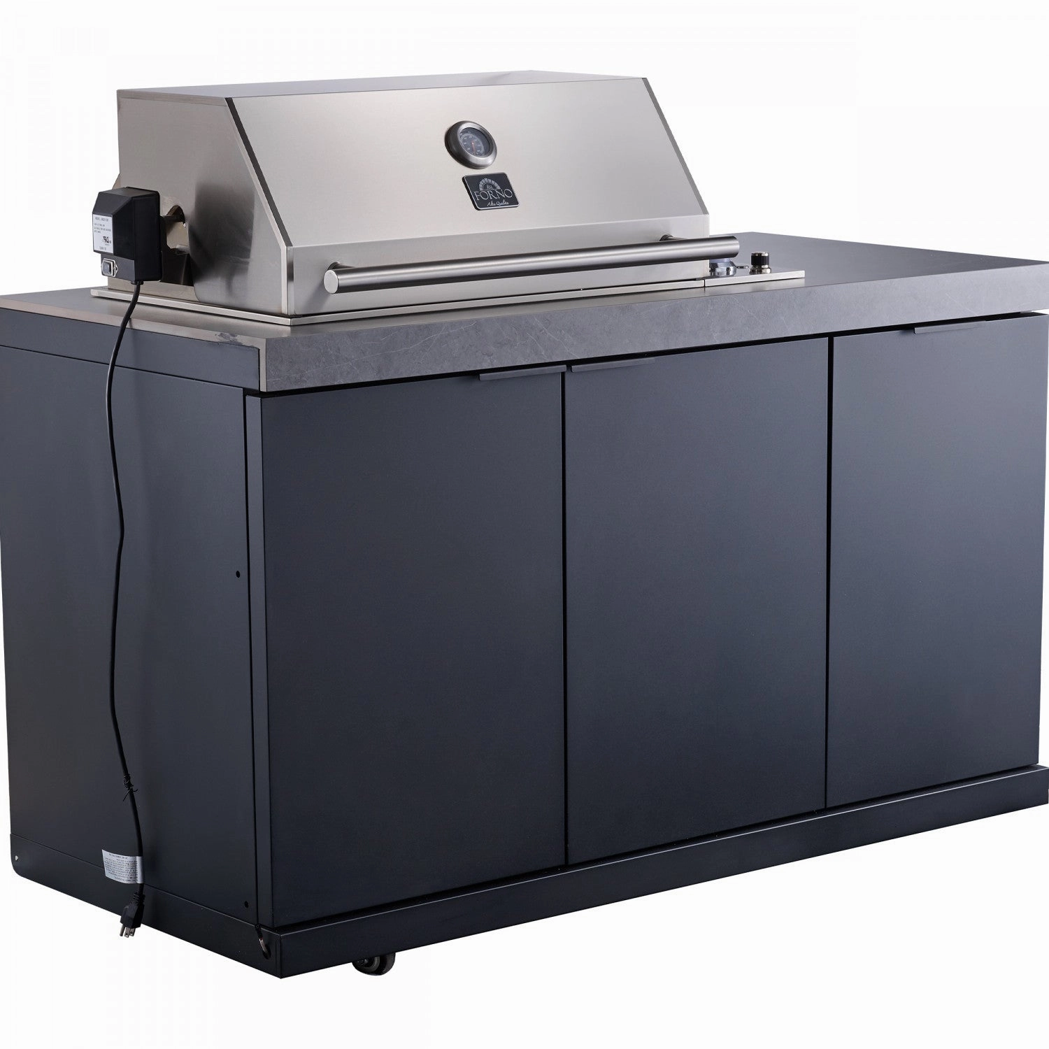 Forno Rimini Gray Countertop Outdoor Kitchen with 30" 62,600 BTU BBQ and Beverage Centre - FODKT2544BLK