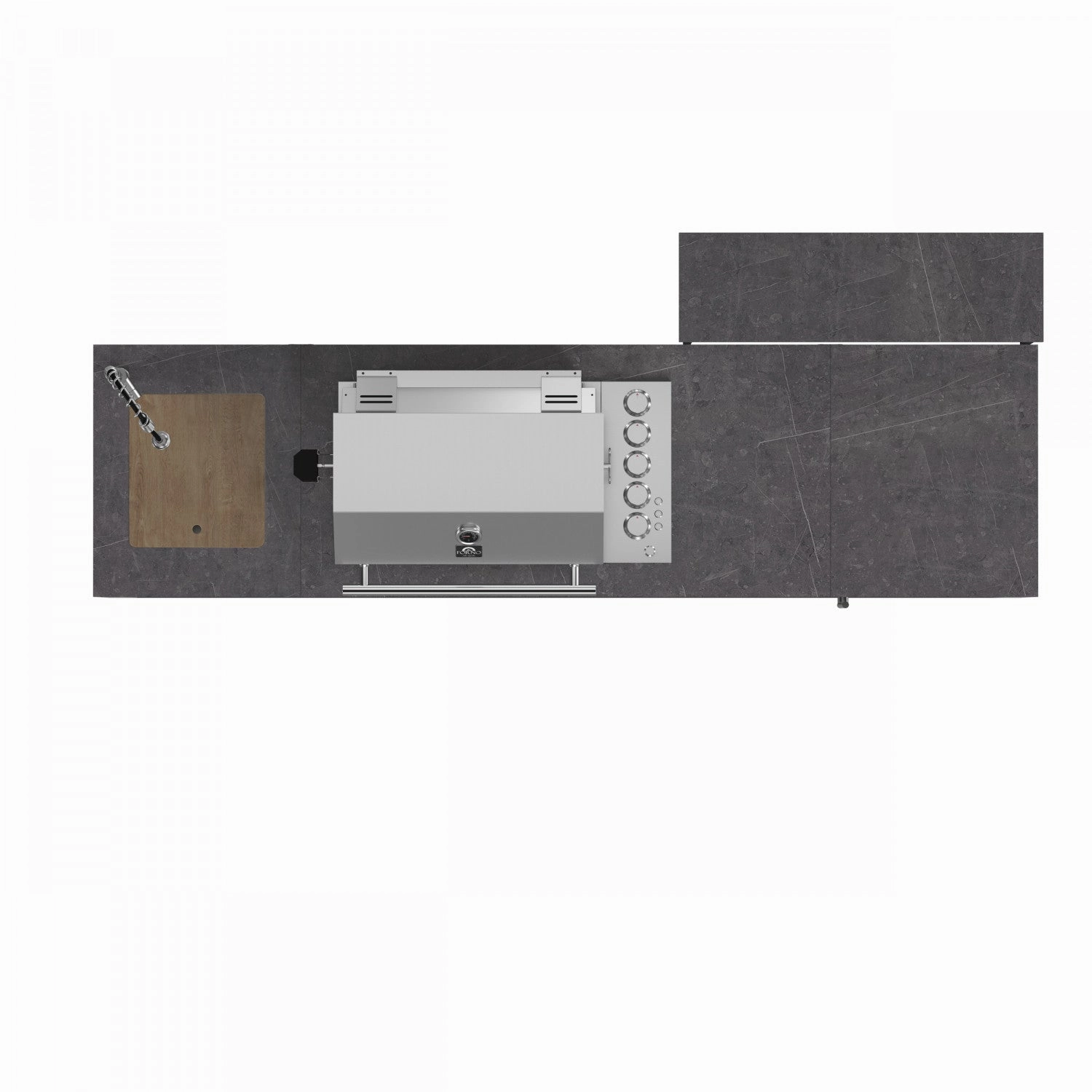 Forno Rimini Gray Countertop Outdoor Kitchen with 30" 62,600 BTU BBQ and Beverage Centre - FODKT2544BLK