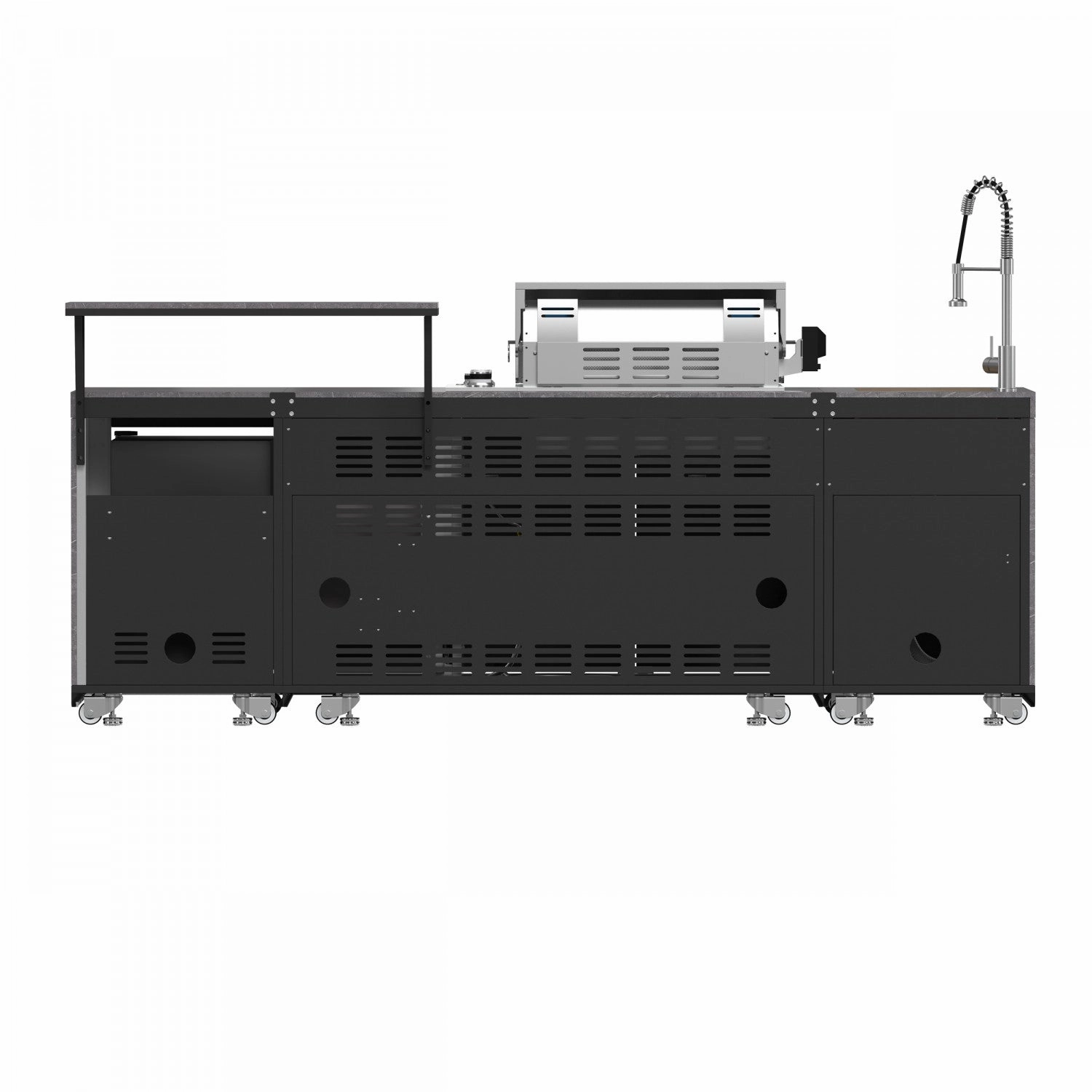 Forno Rimini Gray Countertop Outdoor Kitchen with 30" 62,600 BTU BBQ and Beverage Centre - FODKT2544BLK