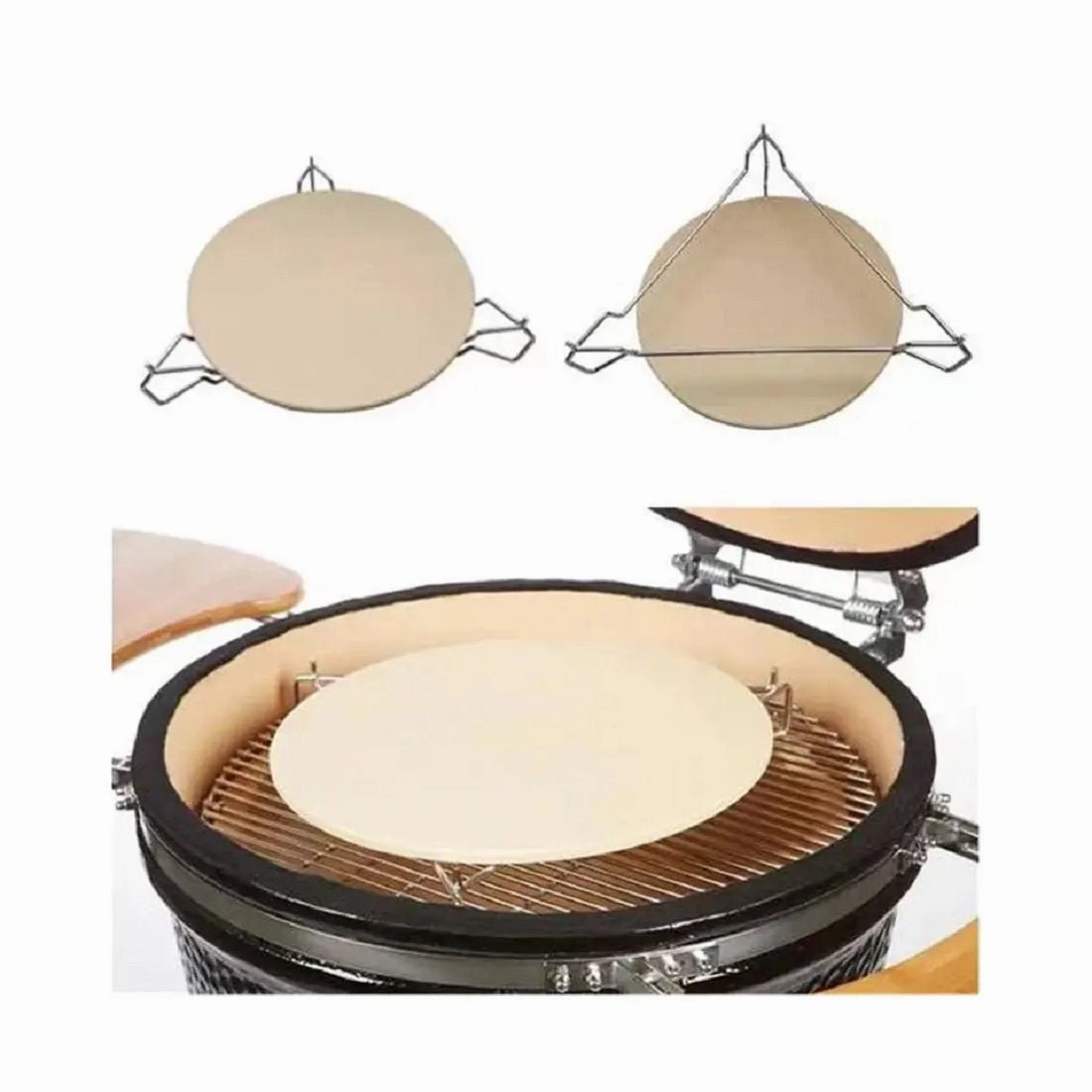 Fresh Grills 3 in 1 Pizza Stone, Elevator and Heat Deflector for Kamado BBQ Ovens