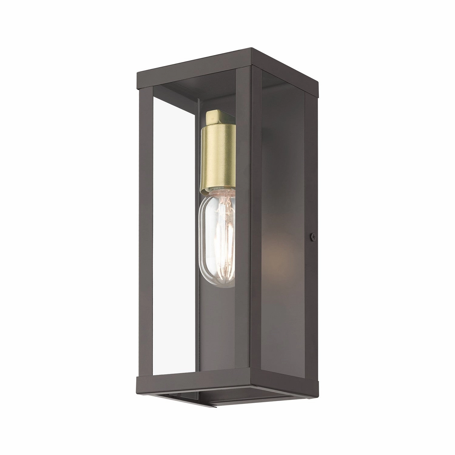 Gaffney One Light Outdoor Wall Lantern Bronze with Antique Gold