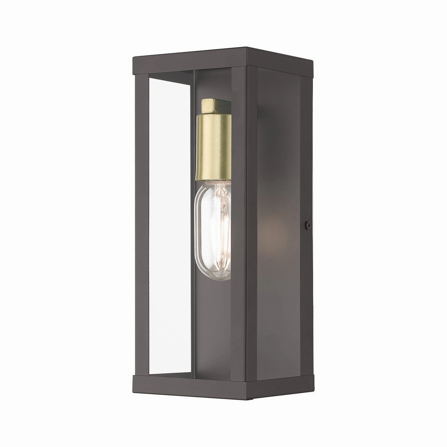Gaffney One Light Outdoor Wall Lantern Bronze with Antique GoldOutdoor wall sconces with motion sensor