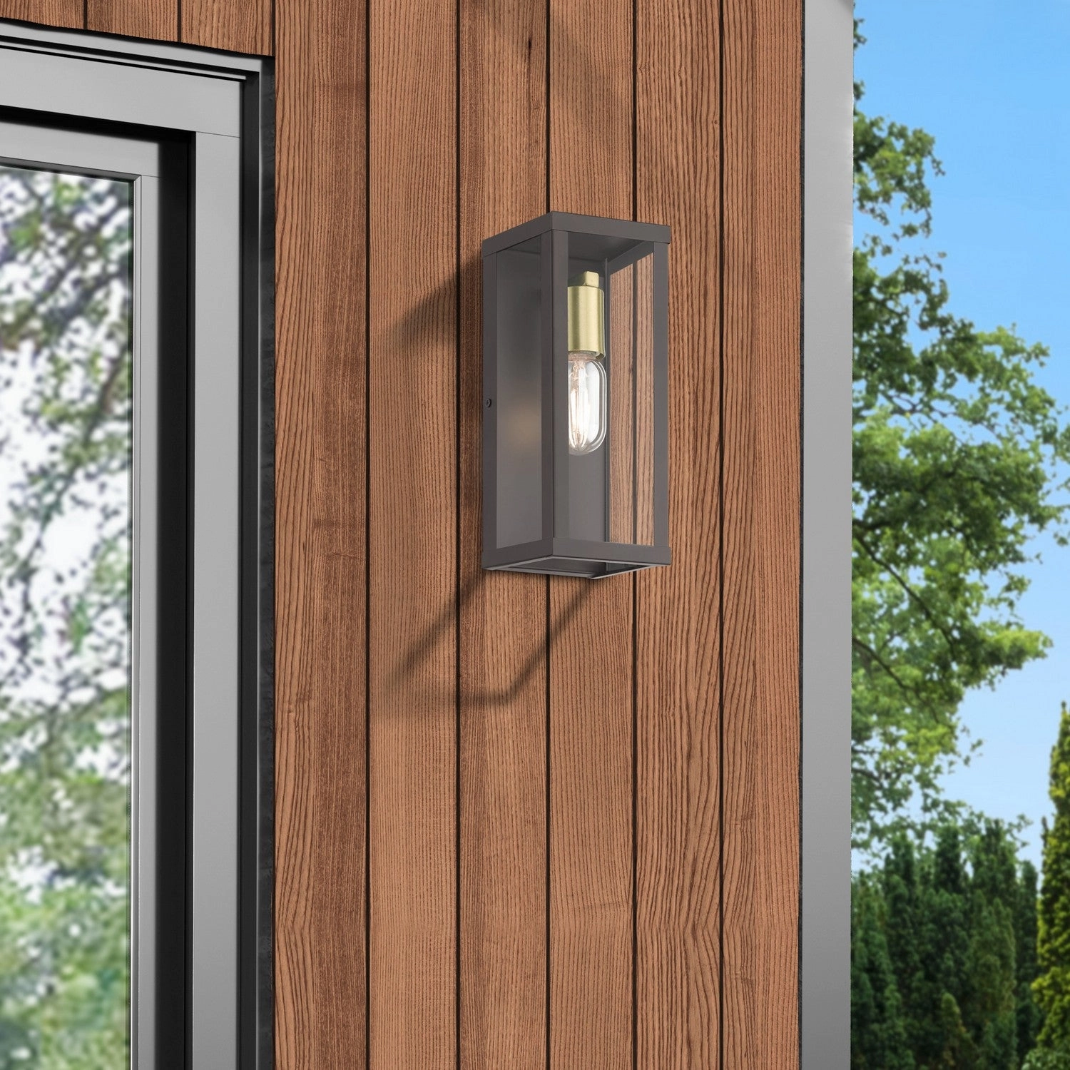 Gaffney One Light Outdoor Wall Lantern Bronze with Antique Gold