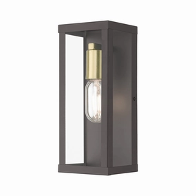 Gaffney One Light Outdoor Wall Lantern Bronze with Antique GoldOutdoor wall sconces with motion sensor