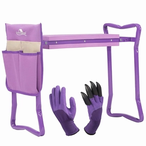 Garden Kneeler Seat Folding Kneeling Bench Stool with Tool Pouches Soft Foam, Purple ergonomic garden hand tools for seniors