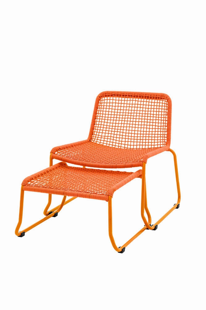 Garden Lounge Chair & Footstool in Bright Orange