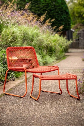 Garden Lounge Chair & Footstool in Bright Orangeoutdoor garden decorative ornaments