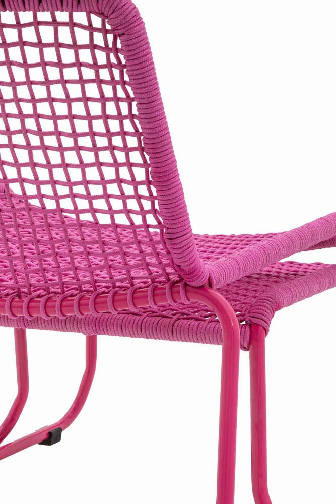 Garden Lounge Chair & Footstool In Hot Pink