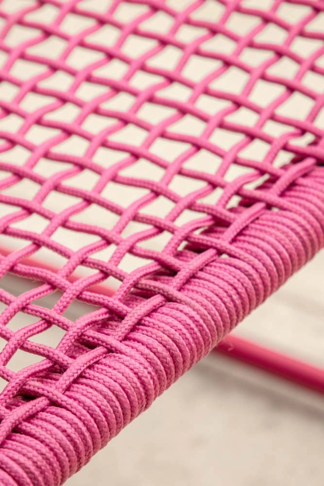 Garden Lounge Chair & Footstool In Hot Pink
