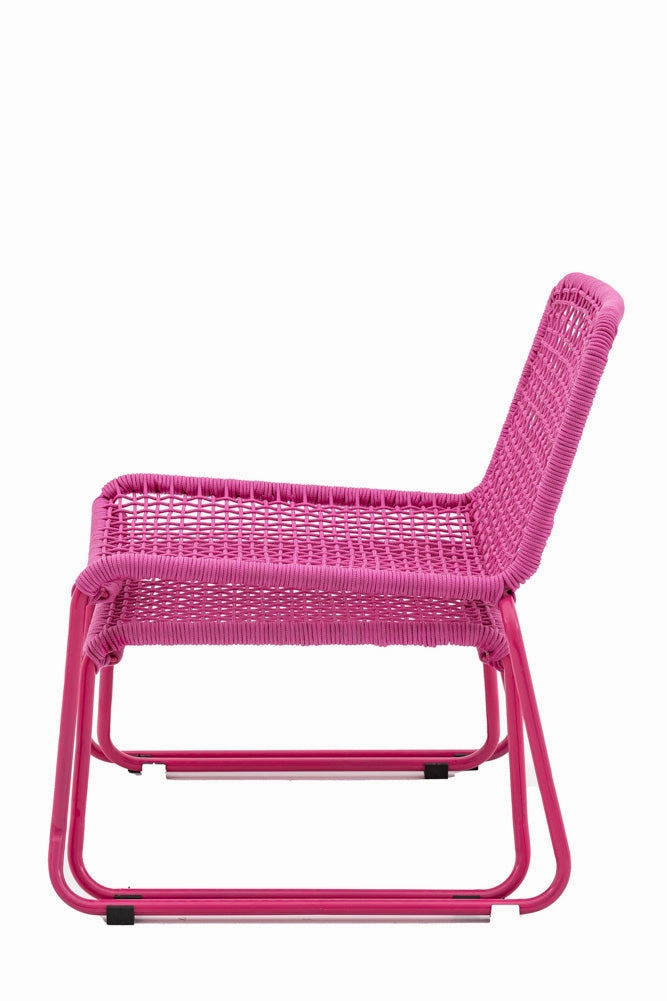 Garden Lounge Chair & Footstool In Hot Pink