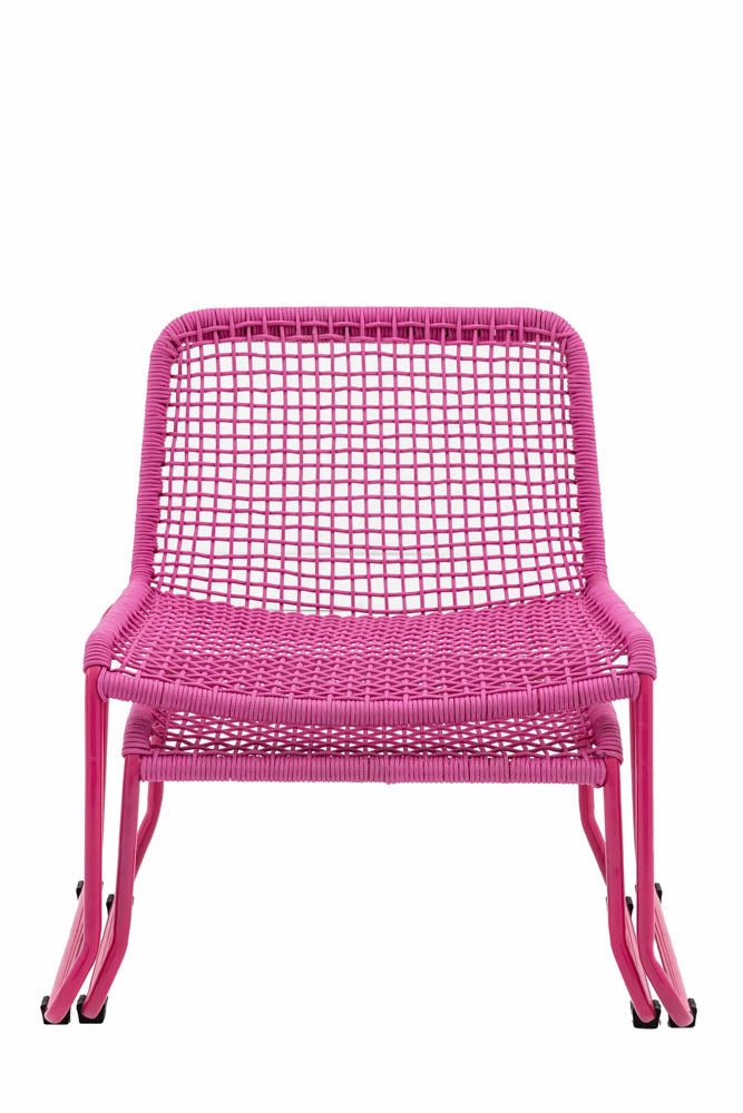 Garden Lounge Chair & Footstool In Hot Pink