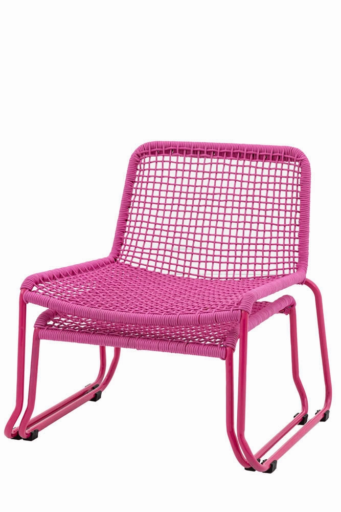 Garden Lounge Chair & Footstool In Hot Pink