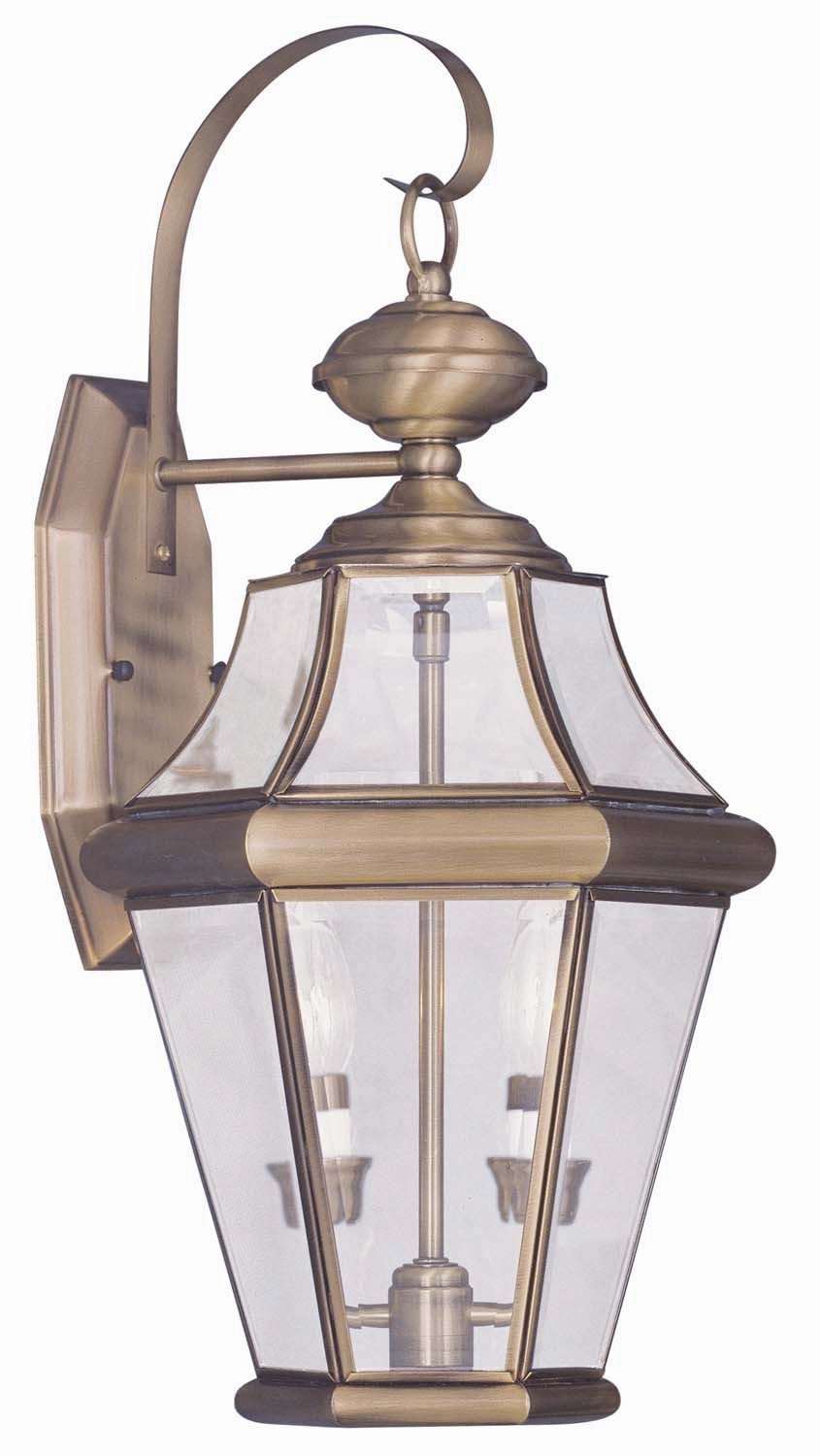 Georgetown Two Light Outdoor Wall Lantern Antique BrassOutdoor wall sconces with motion sensor