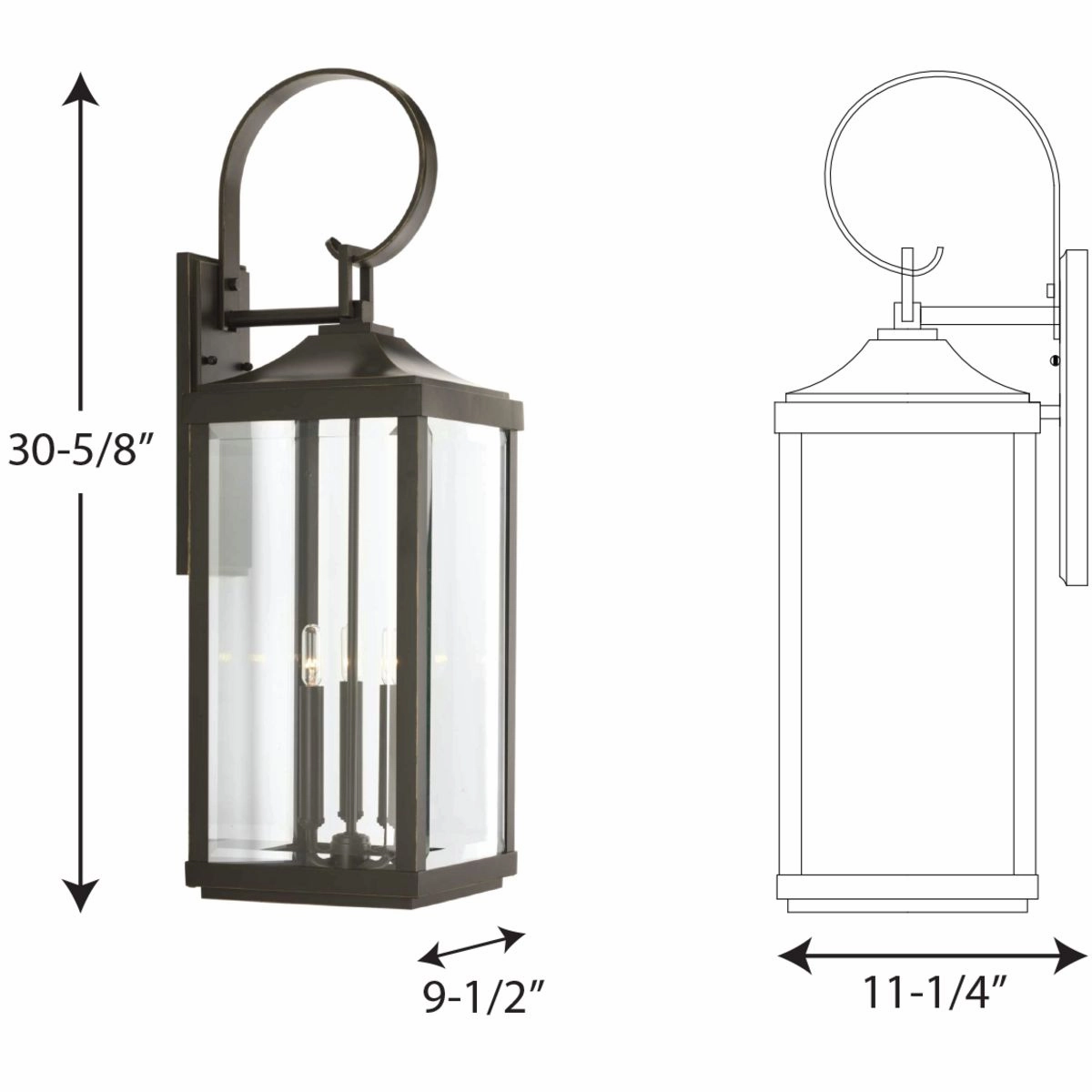 Gibbes Street Three Light Large Wall Lantern Antique Bronze