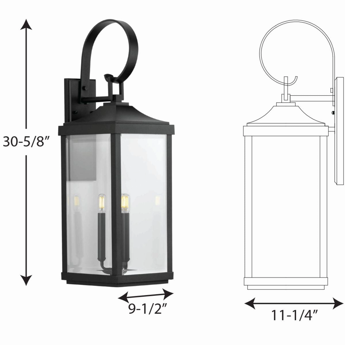 Gibbes Street Three Light Wall Lantern Black