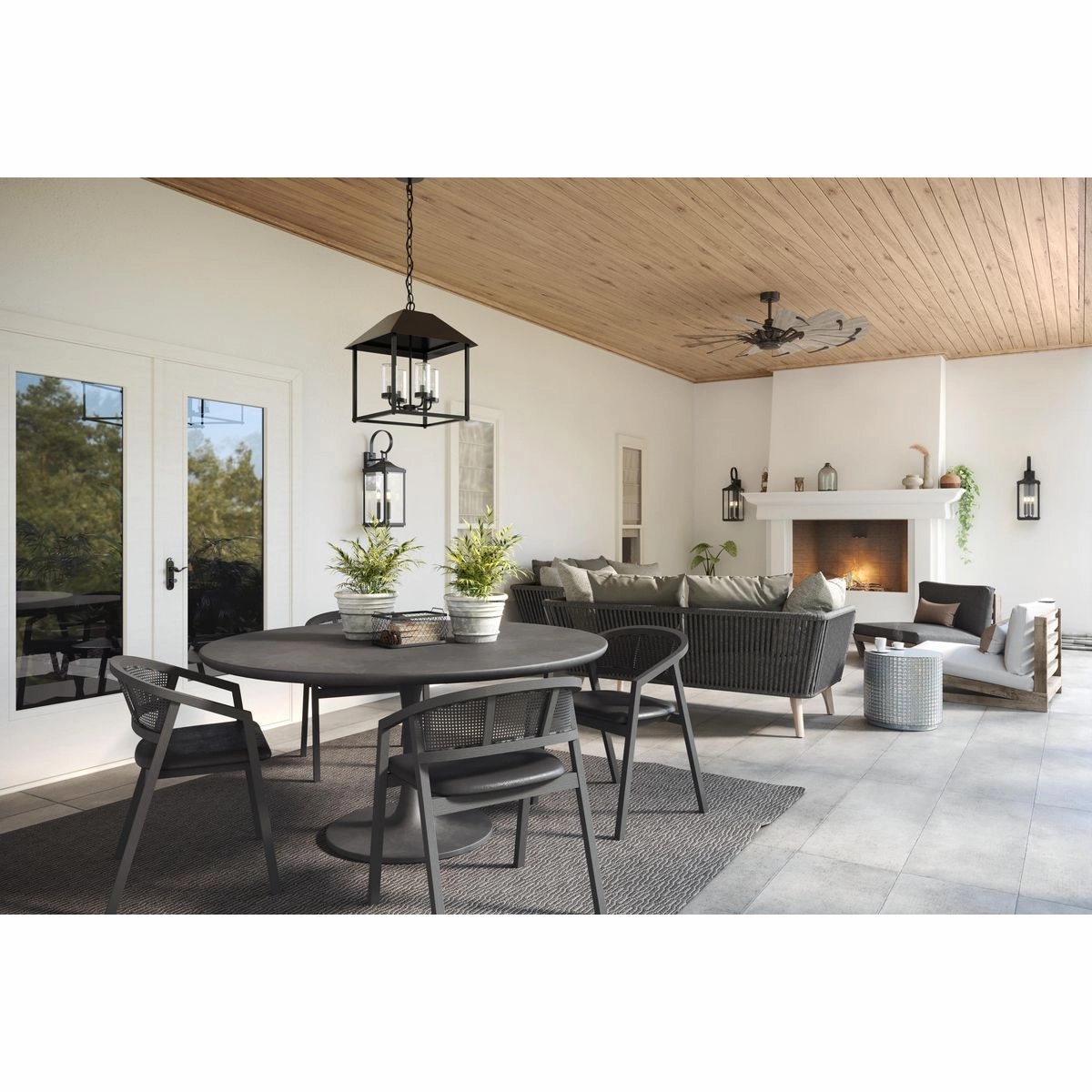 Gibbes Street Three Light Wall Lantern Black