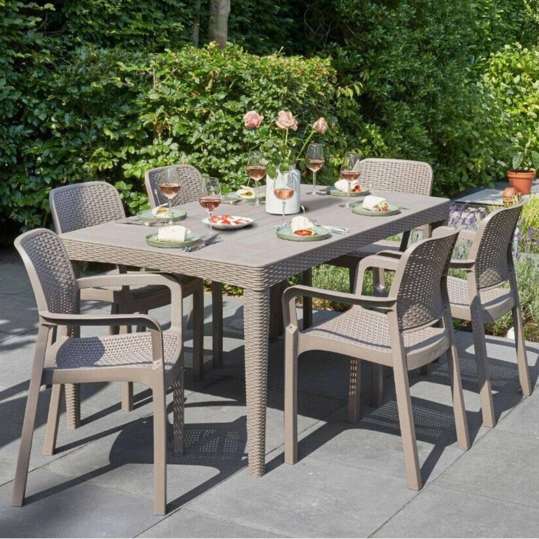 Girona Outdoor Long Dining Table Cappuccino