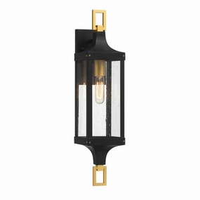 Glendale One Light Outdoor Wall Lantern Matte Black and Weathered Brushed BrassOutdoor wall sconces with motion sensor