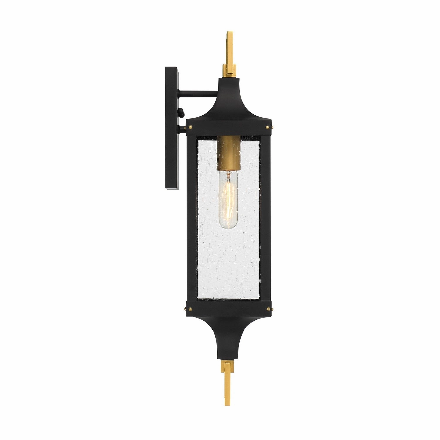 Glendale One Light Outdoor Wall Lantern Matte Black and Weathered Brushed Brass